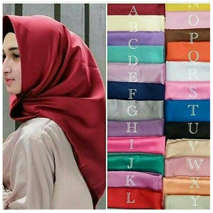Termurah  Segiempat satin murah / jilbab SATEN hijab segi empat saten kerudung