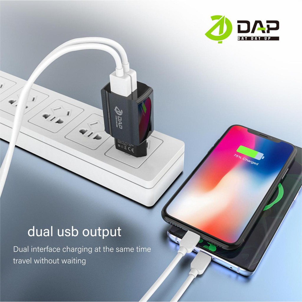 DAP D-CT2 Travel Charger Dual Port Output 2.4A - 1 Toples 20 Pcs