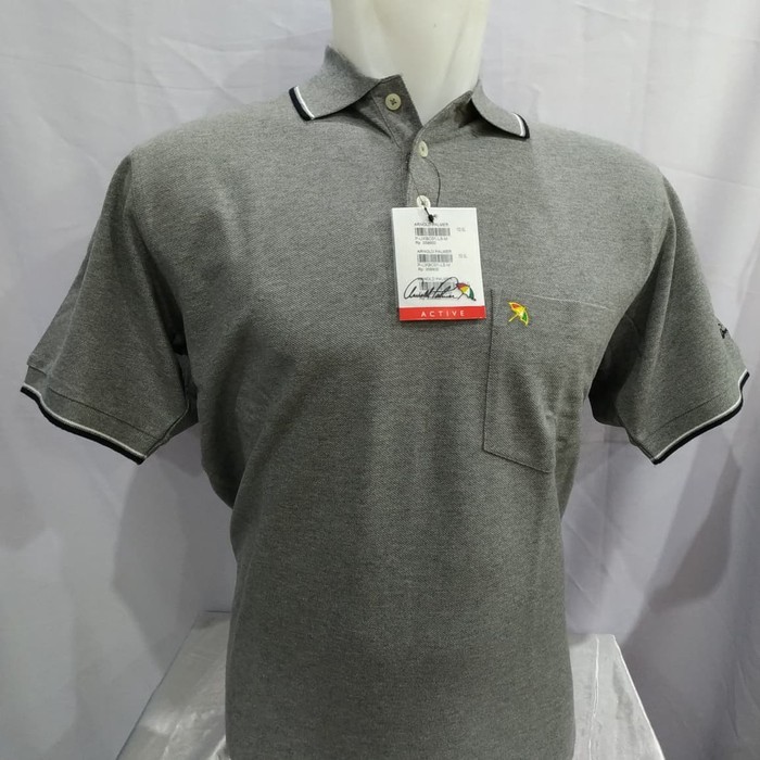 Kaos Kerah Pria Polo Shirts Arnold Palmer Original Abu Muda - Abu Muda S