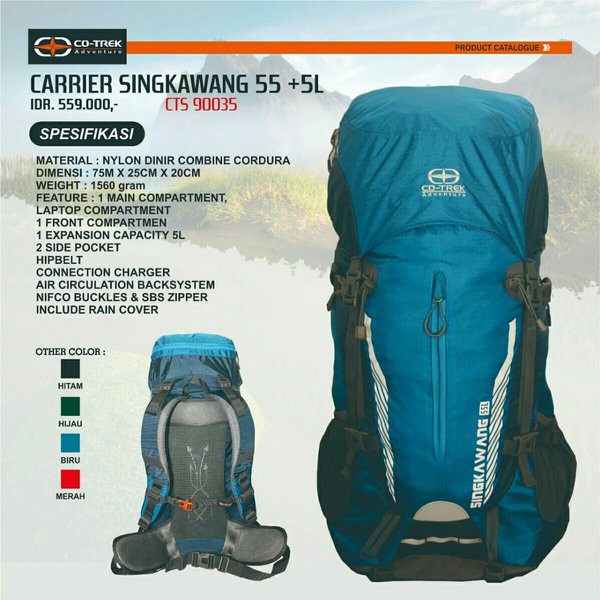 Tas Carrier Cotrek Singkawang 55L plus 5L Backpack