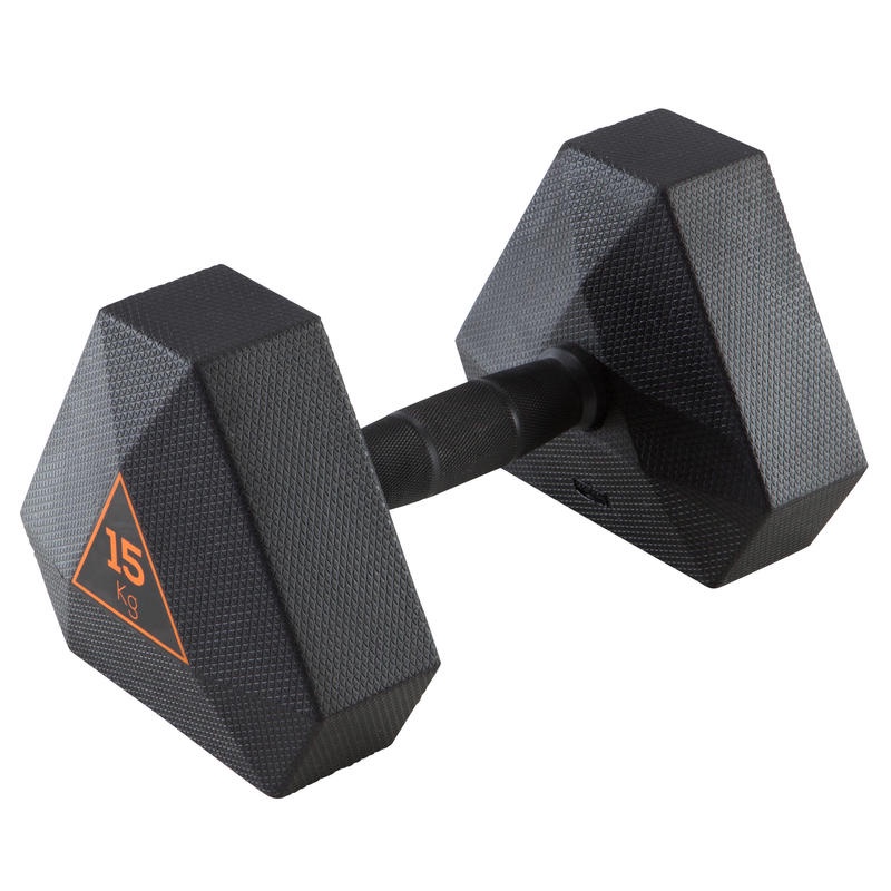 DOMYOS Hex Dumbbell Barbel Alat Angkat Beban Gym Fitness Berat 15 kg