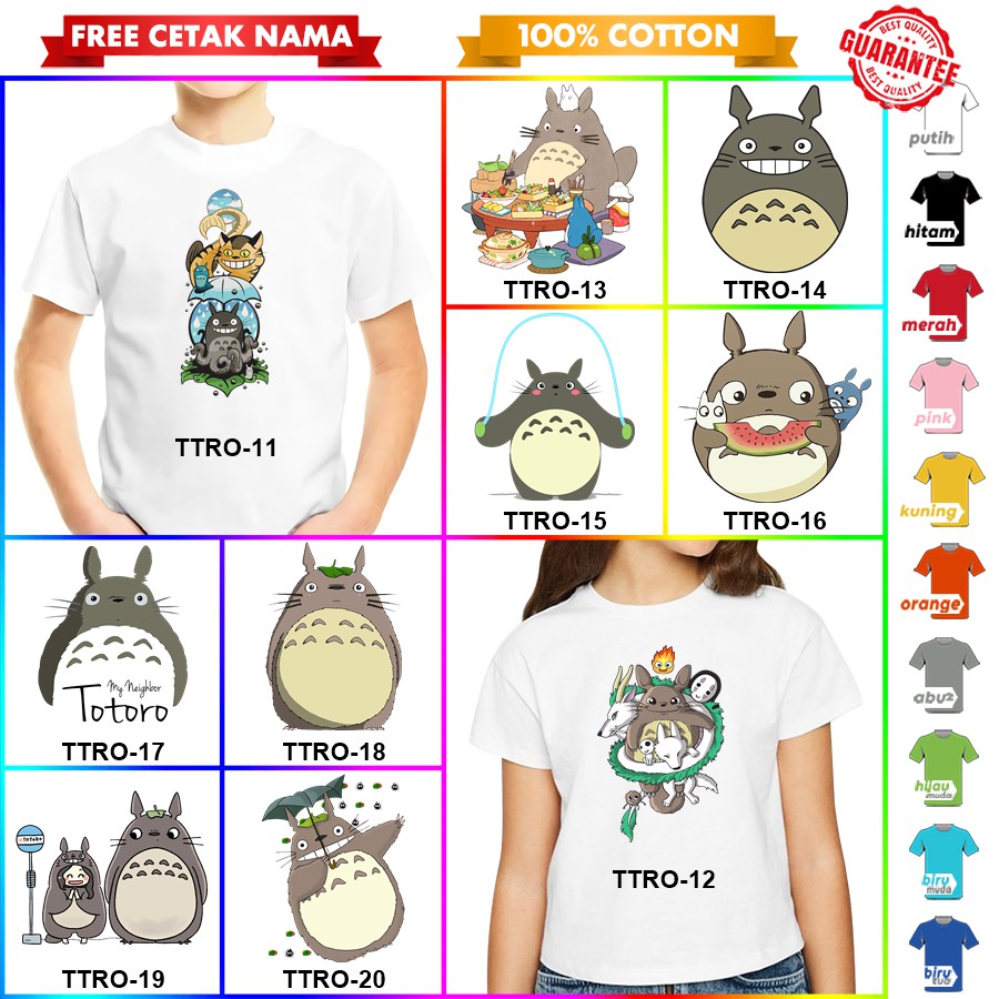 [FREE NAMA!!] Baju Kaos ANAK DAN DEWASA TOTORO BANYAK MOTIF