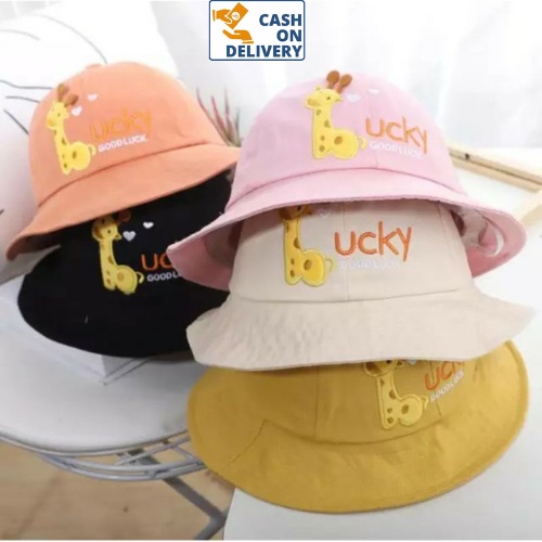 Bucket Hat Tali Anak / Balita Bordir Good Lucky / Bucket Anak Lucky Usia 2-7 Tahun Laki Perempuan Kualitas Premium