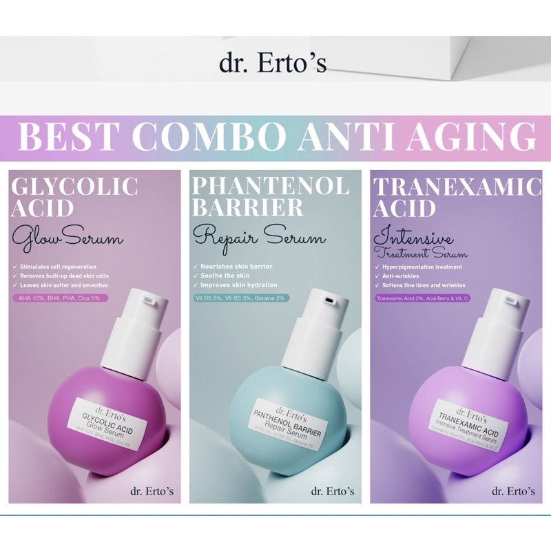 dr. Erto's Panthenol barrier Repair Serum / Intensive Treatment Serum / Glycolic Acid Glow Serum