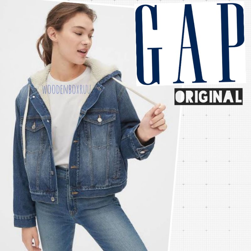 ORIGINAL Jaket wanita denim jeans GAP hoodie branded ide kado anak pacar perempuan