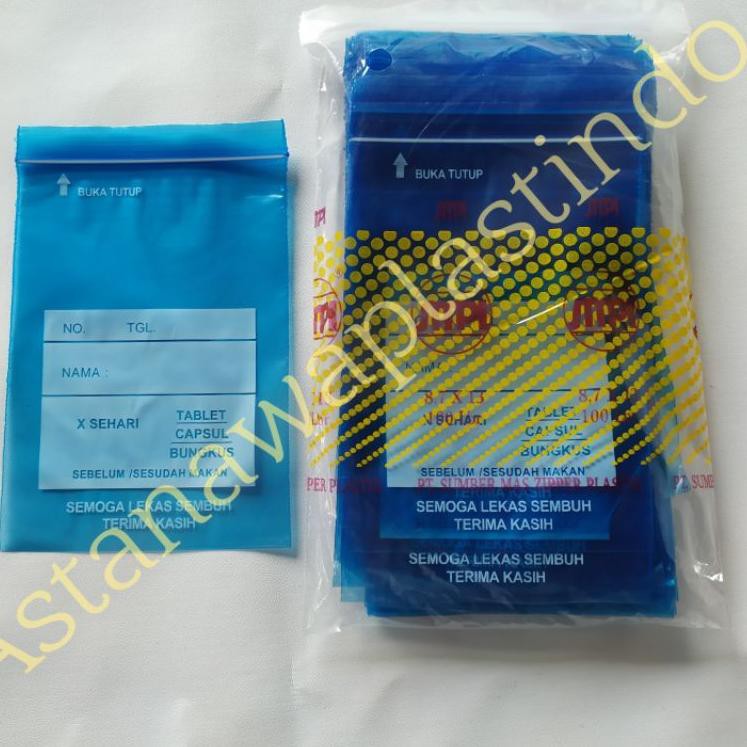 Harga Grosir plastik klip obat 8,7x13 Biru 100 pcs 8,7 X 13 CM SMPI zipplock 13x8,7 zipper clip sabl