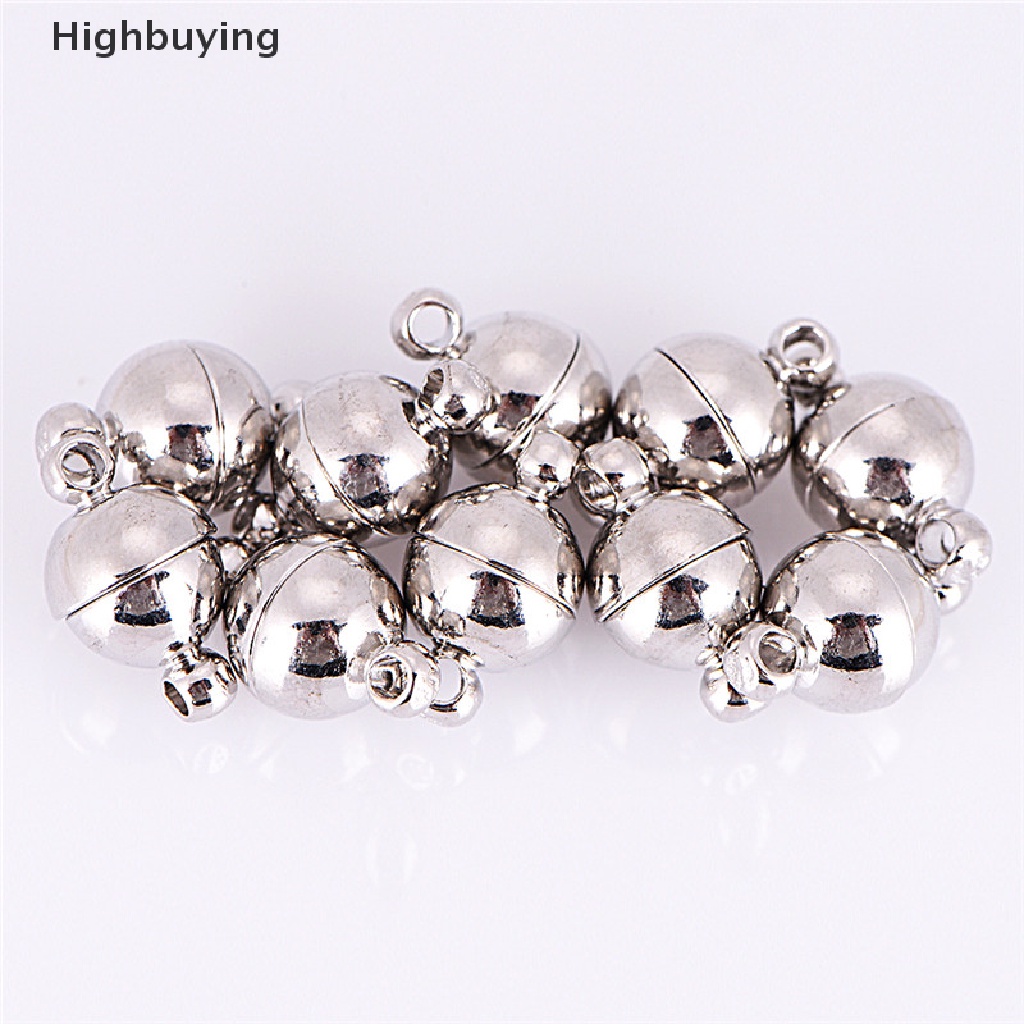 Hbid 10Pcs / Set Kait Clasp Magnetik Lapis Silver Untuk Perhiasan Gelang / Kalung