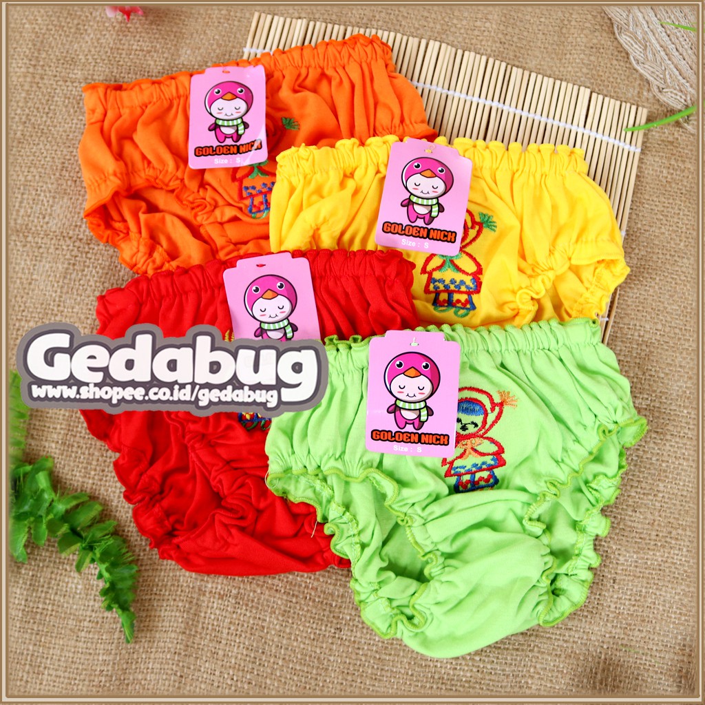 3 Pcs - Cd Golden Nick Anak Keriting Warna / Celana Dalam Anak Perempuan Model Keriting