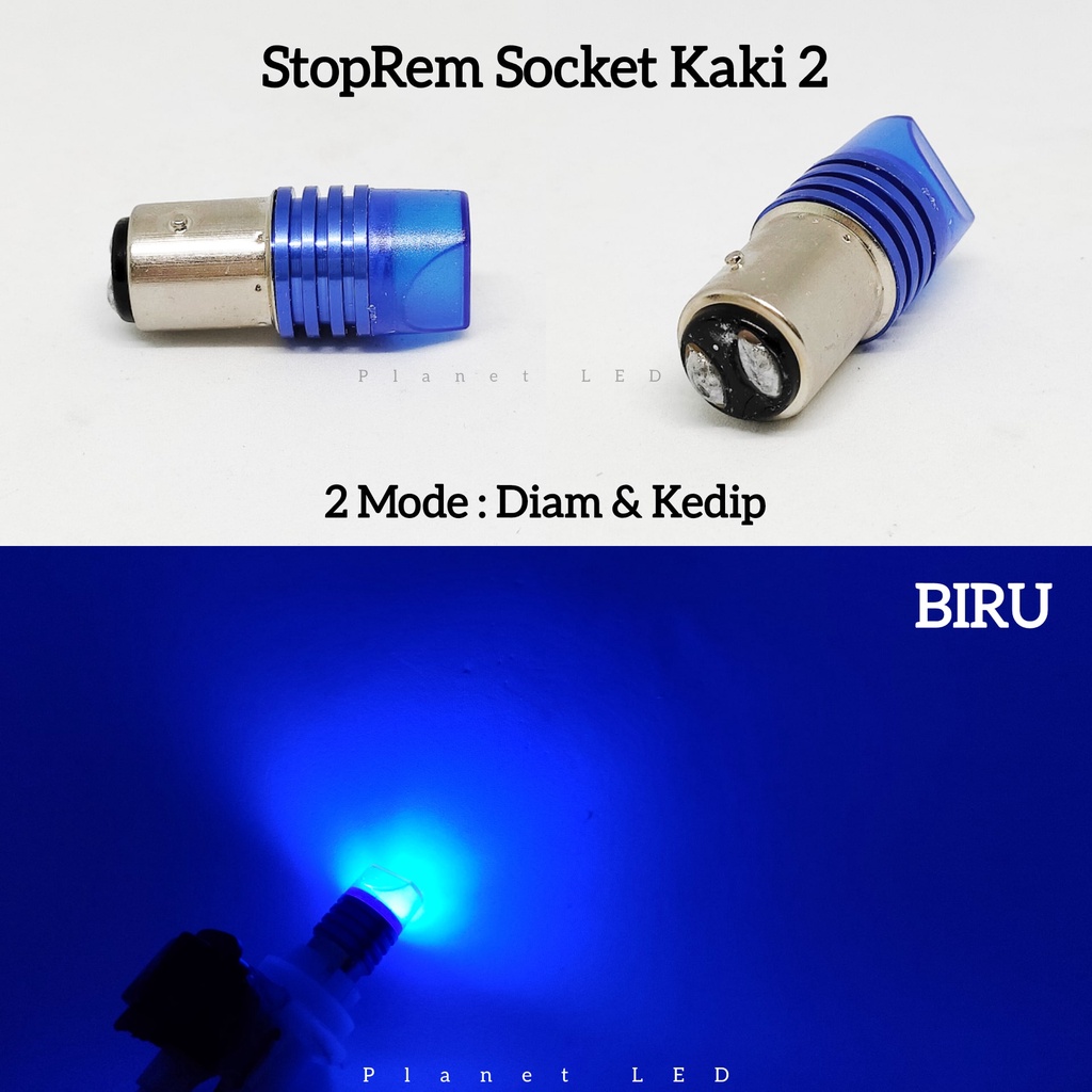 COD Lampu Belakang Stoprem Kedip Biru 2 Mode Senja Diam Rem Kedip Warna Biru Socket Kaki 2