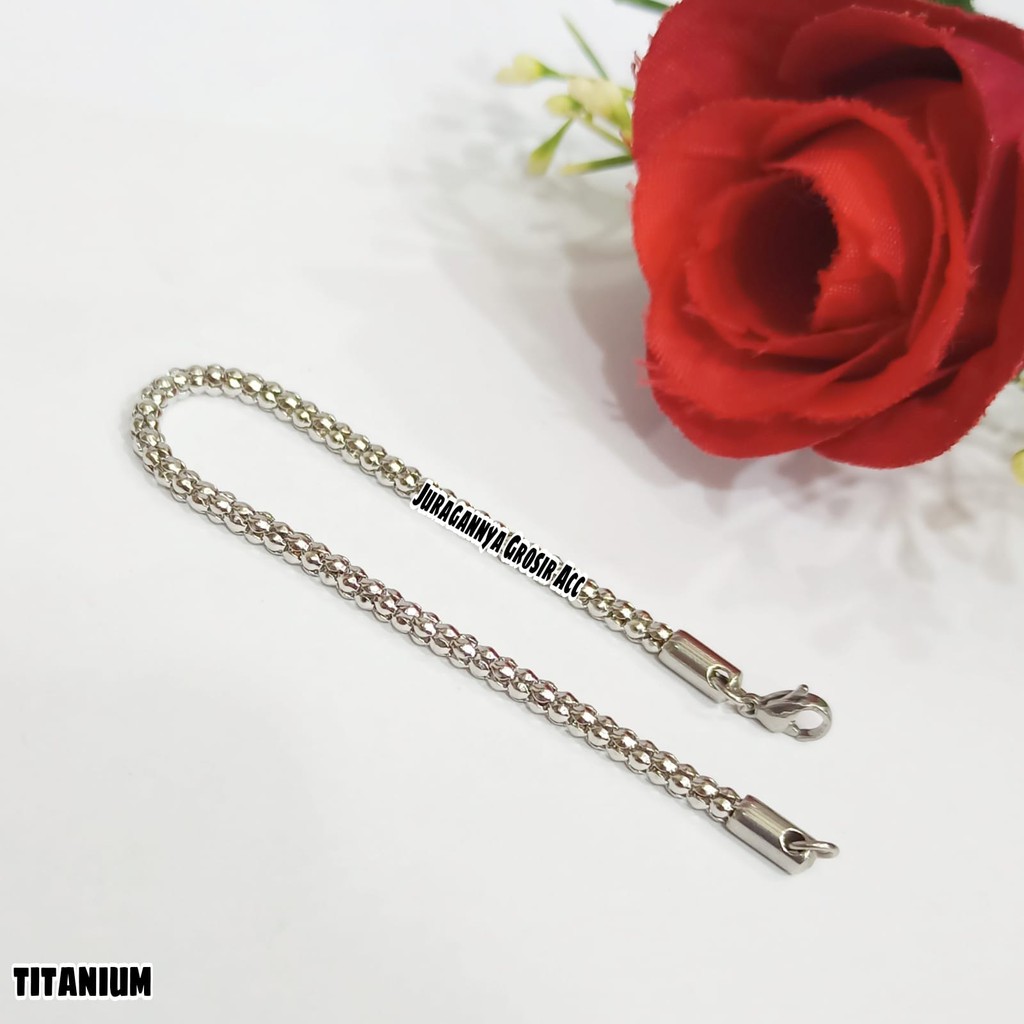 Gelang Wanita Dewasa Titanium motif Rantai perhiasan putih Korea TIDAK LUNTUR, TIDAK KARAT | COD