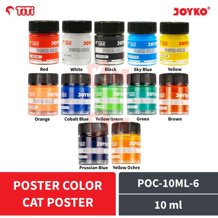 TERLARIS!! Cat Air Lukis Poster Paint Set Botol 12 Warna Titi Poc-10Ml Isi 1 Pack