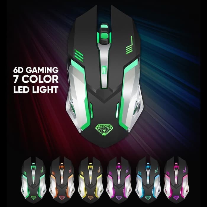 Mouse Gaming Wireless Charging Silent Divipard Q1 7 Color RGB