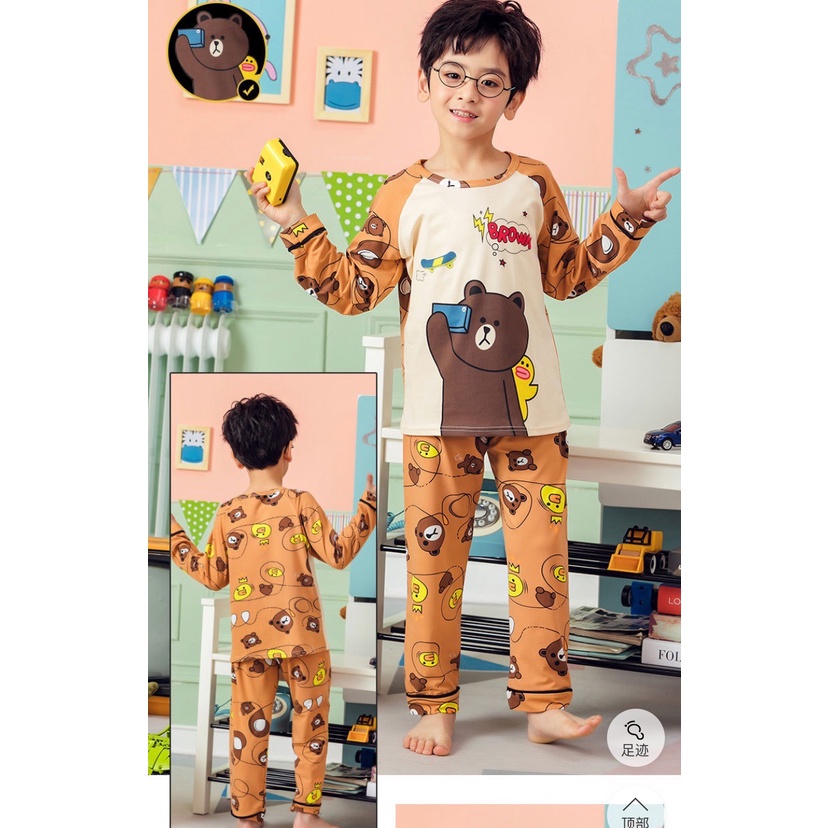 【Happy Baby】3-11Tahun Piyama Setelan Baju Tidur Anak Laki-laki  Karakter Lengan Panjang celana panjang S-02