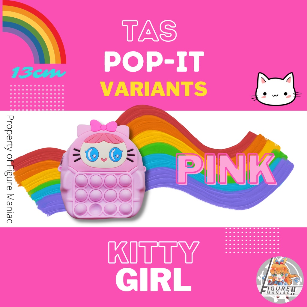 Tas Pop It Mini Kitty Girl Sling bag edition premium import size 13 cm free tali selempang Tas Anak Tas Handphone Tas Mainan Anak Tas Sekolah