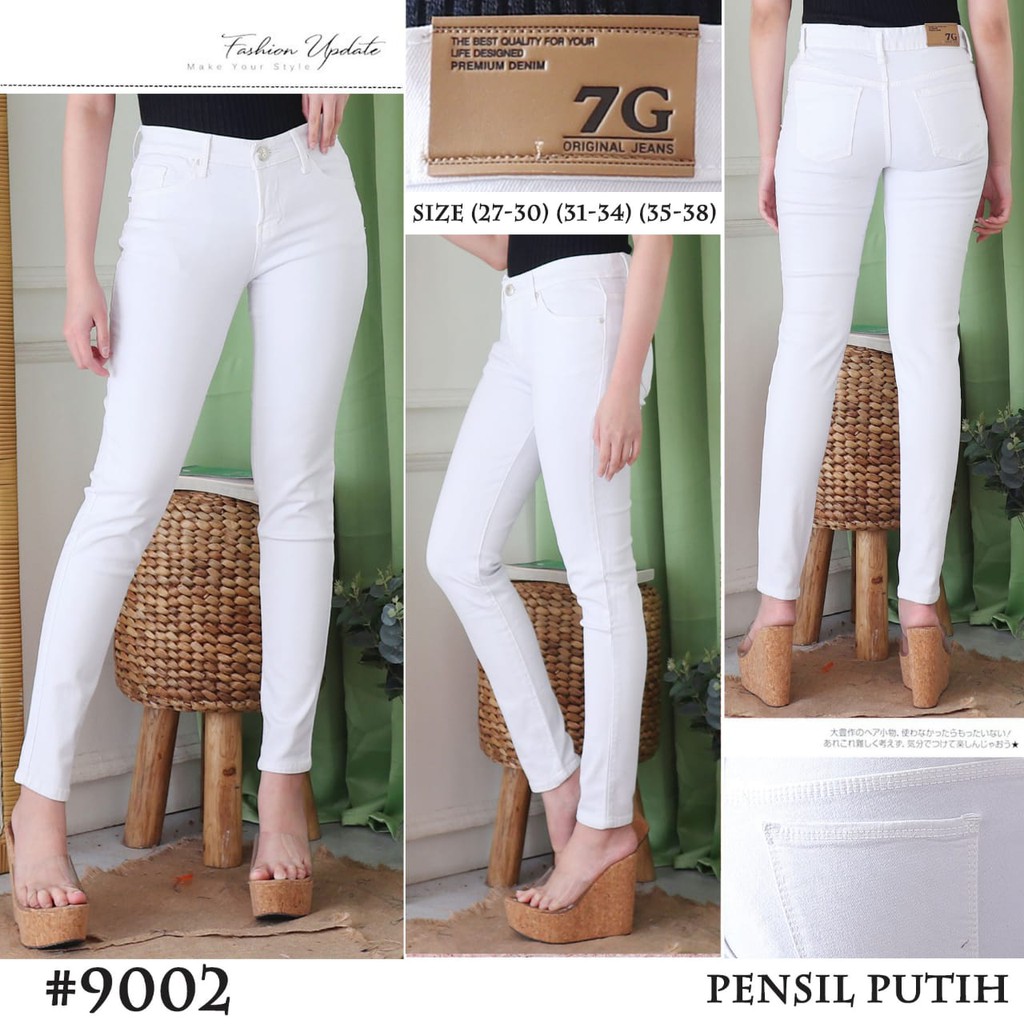 7C-G CELANA JEANS PREMIUM PENSIL PUTIH /SKINNY JEANS /STREACHT /BIG SIZE /JUMBO SIZE/ 27 - 38