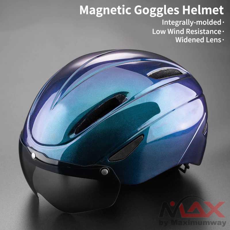 Helm Sepeda dengan kacamata Visor TaffSPORT Helem Sepeda Cycling Bike Visor Removable Lens MTB