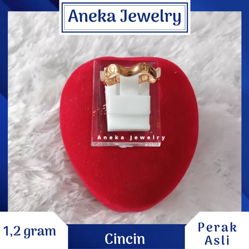 Cincin Gelombang Ukir, Perak 925, Lapis Emas Rosegold