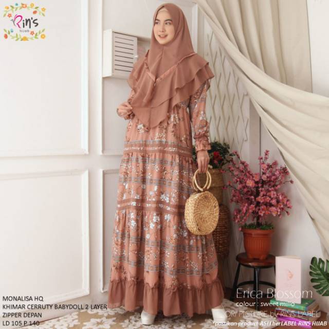 RHS ~ erica blossom gamis pesta syari premium jumbo busui ori solo by rins hijab