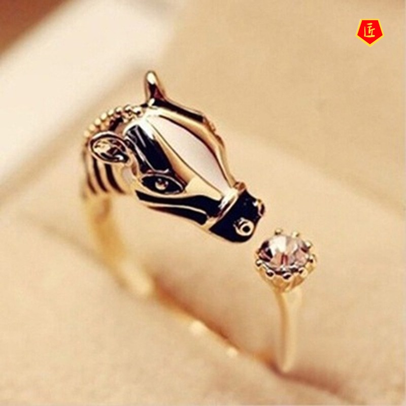 [Ready Stock]Creative Horse Head Diamond Animal Shape Ring