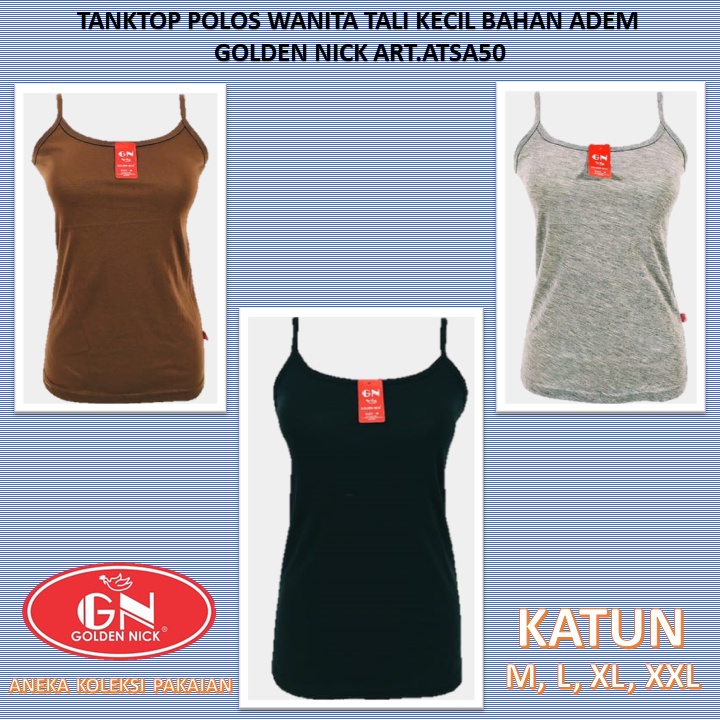 Tanktop Polos Wanita / Tank top Kaos Dalam Perempuan Tali Kecil Golden Nick art.ATSA50 COD Aneka Koleksi Pakaian-1