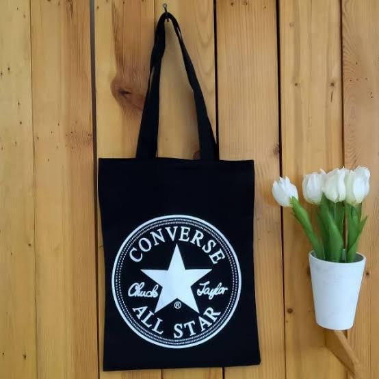 Tote Bag resleting zipper sablon gambar real product foto distributor dasi