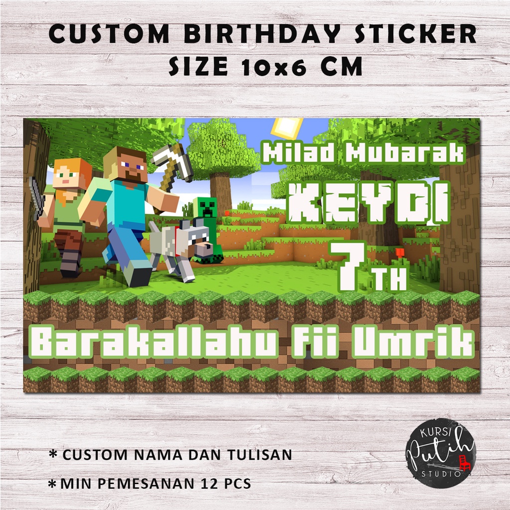 

sticker size 10x6 cm tema minecraft