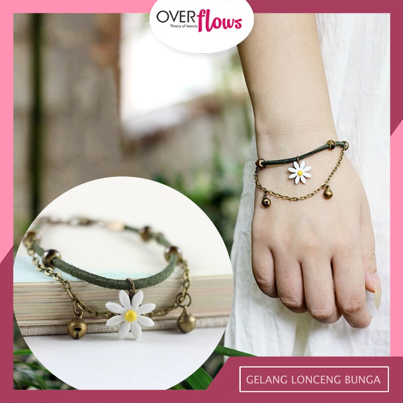 OVERFLOWS.ID Gelang Vintage Model Bunga Daisy Tali Etnic Flower Bracelet Import Ala Korea