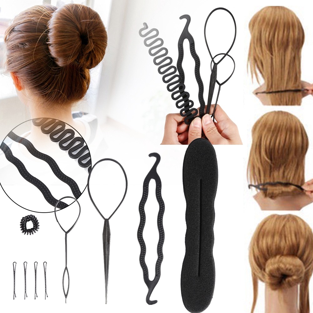 4 9pcs Hair Bun Maker Braiding Disk Twist Tools Accessories
