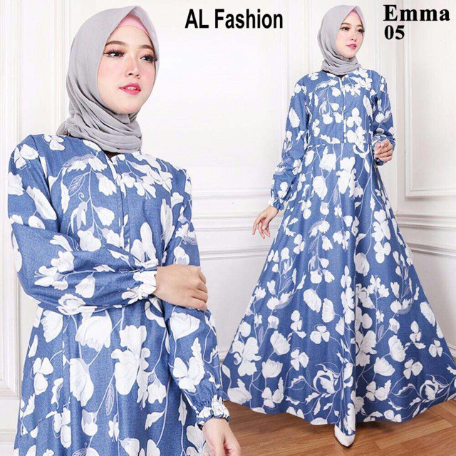Terlaris  AB Agen Baju Official Shop - maxi emma dress busana muslim motif bunga wanita jumbo