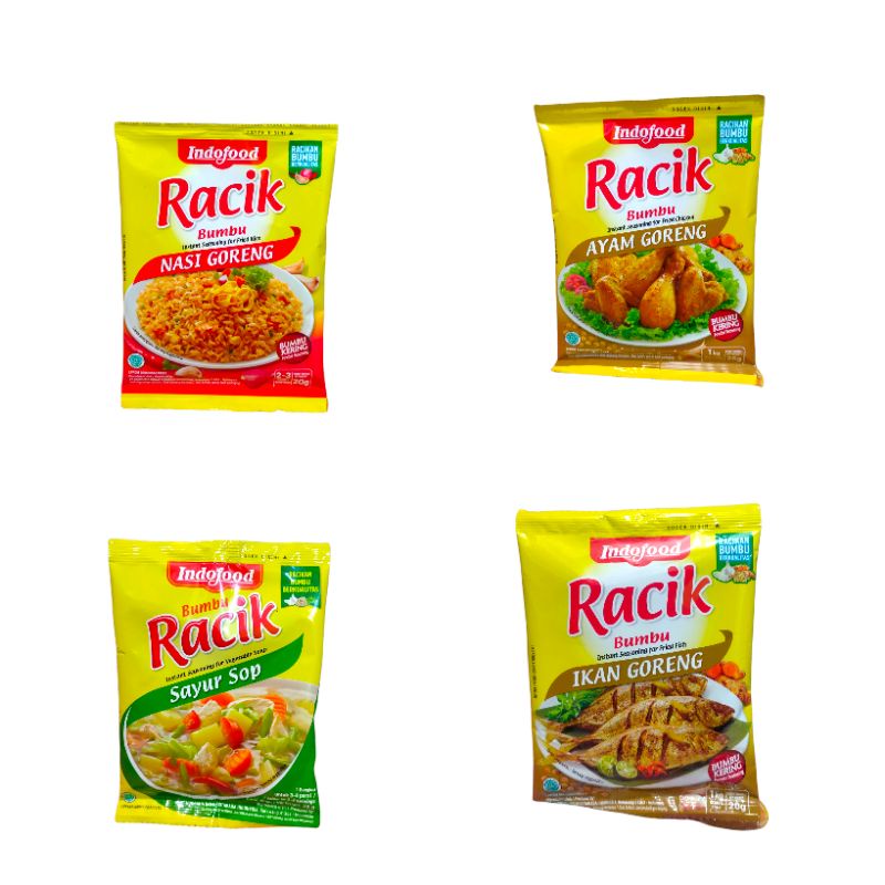 

Bumbu Racik Indofood Ayam Goreng, Nasi Goreng, Sayur Sop, Ikan Goreng