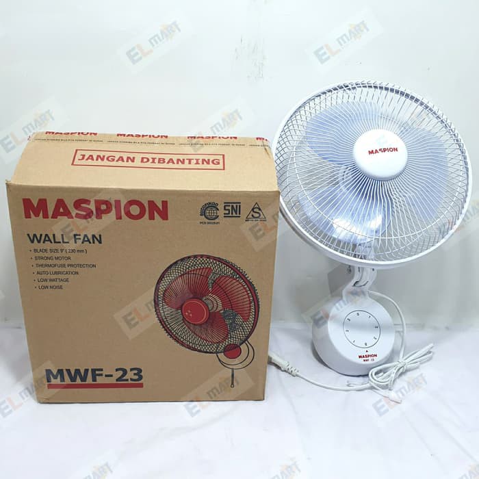 Kipas Angin Dinding Tembok 9 Inch Maspion Wall Fan MWF-23  MWF 23 MWF23 Low Watt Tali Tarik