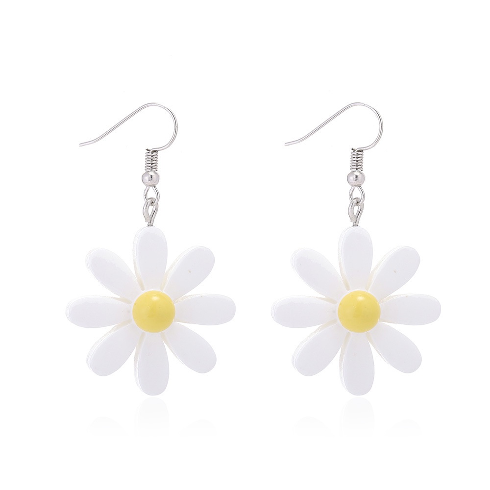 Korea Temperamen Resin Daisy Earrings Musim Panas Baru Net Merah Bunga Anting-Anting Perhiasan Wanita