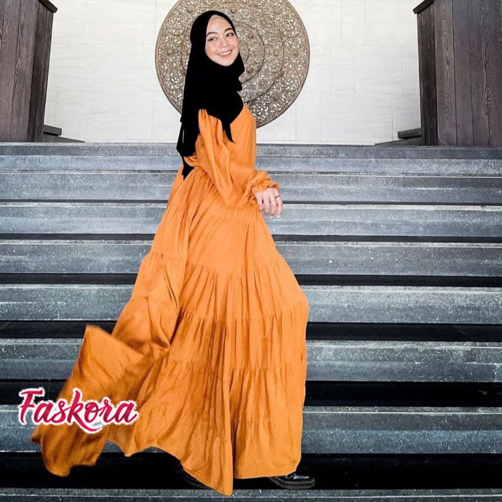 Dress Cinderella Dewasa Dress Lengan Panjang Polos Dress Polos Panjang Jumbo Lengan Pendek