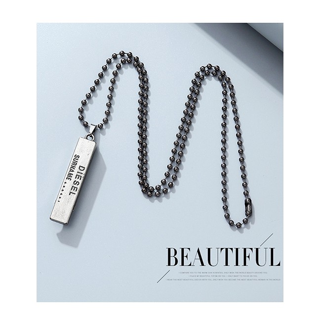 LRC Kalung Fashion Black Whistle Letter Geometric Alloy Mens Necklace Y64603