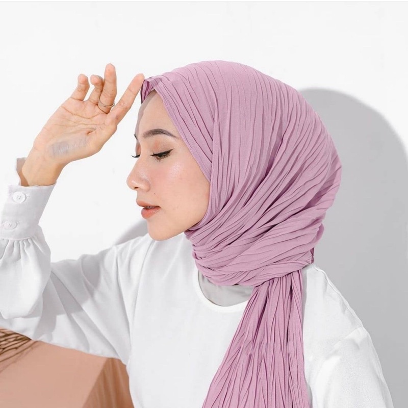 (KJI) HIJAB PASHMINA PLISKET PADI DIAMOND PREMIUM