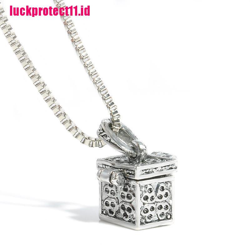 (LUCK) Kalung Rantai Dengan Liontin Bentuk Abu Kremasi Mini Bahan Metal Warna Silver