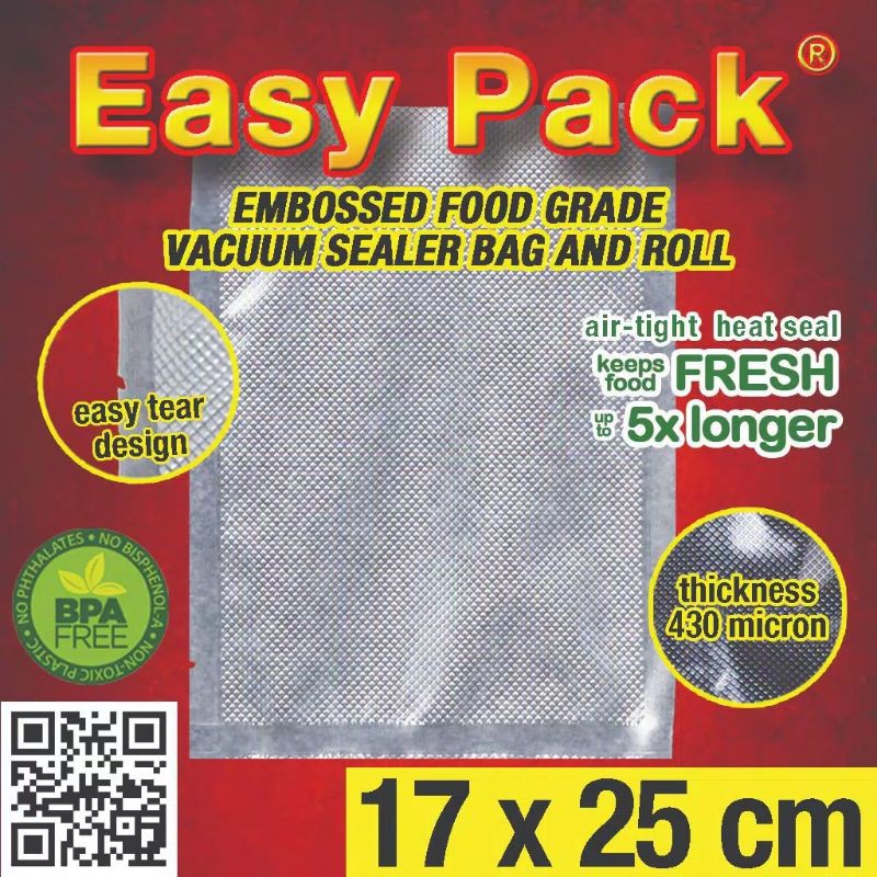 17x25 Plastic Vacuum Embossed Plastik Vacum Makanan Emboss Bag Easy Pack