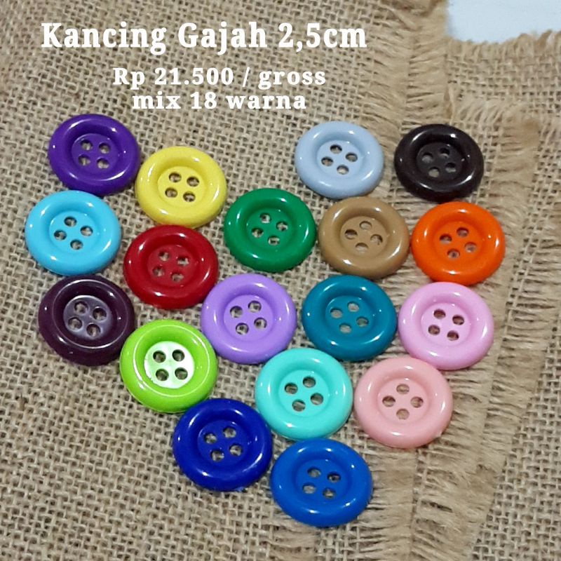 144 Biji Kancing Gajah Kancing Blazer Kancing Konektor Masker 2,5cm mix 18 warna