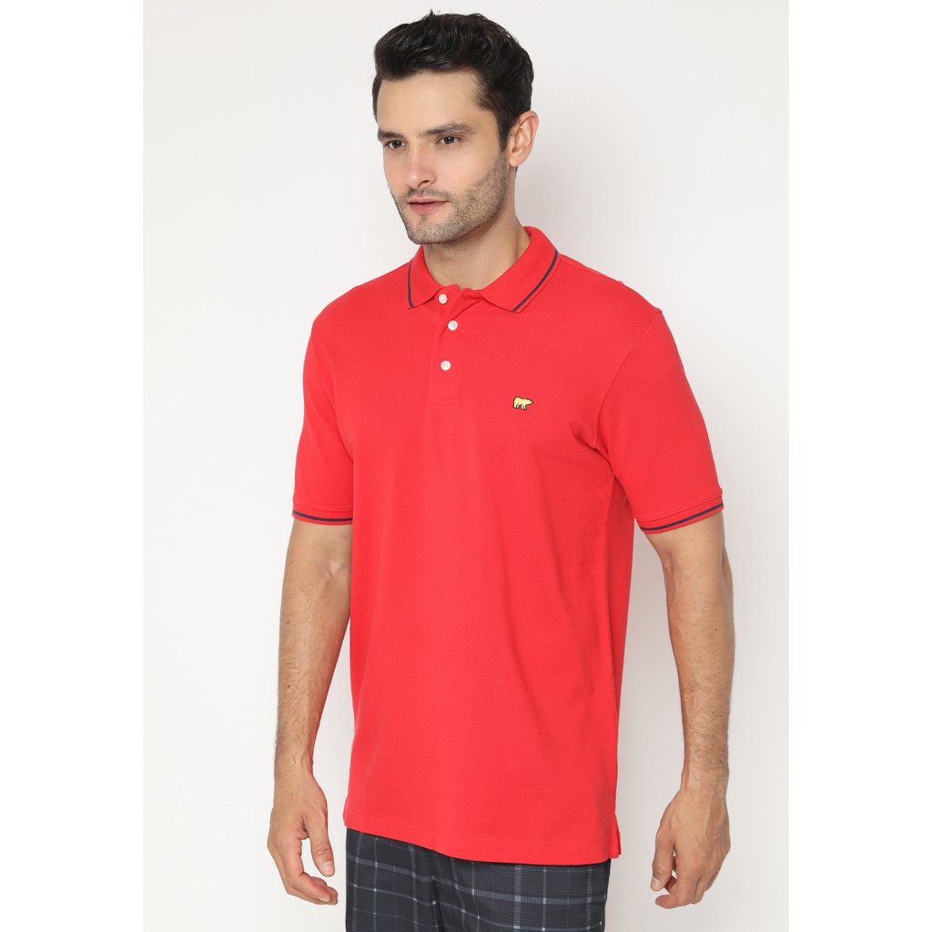  Jack  Nicklaus  Bescar Polo  Shirt Pria Regular Fit Merah 