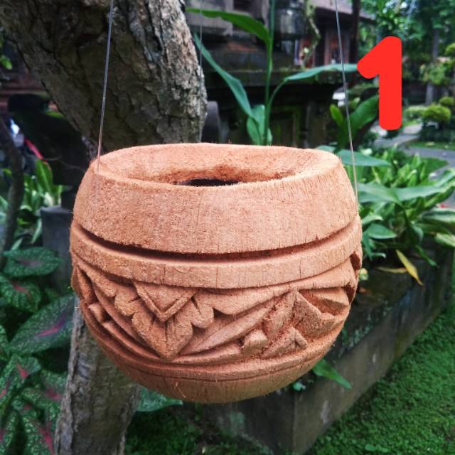 Pot Gantung Kelapa Ukir Style Bali