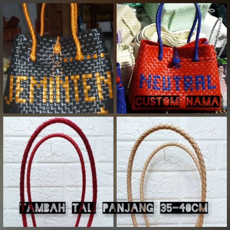 Tambahan Tali Panjang Dan Custom Nama Pada Tas Jali, Anyaman ponorogo_