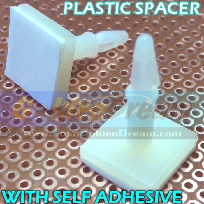 SPACER PCB PLASTIK 13MM KAKI DUDUKAN PENJEPIT LEM STIKER SELF ADHESIVE