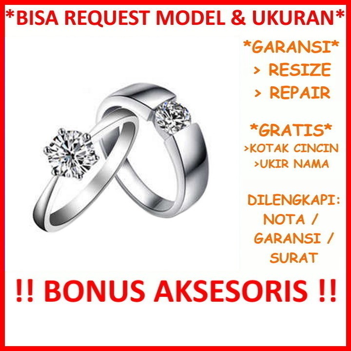 Gratis Ukir Nama Garansi Silver Asli Bisa Pesan Model Cincin Kawin Couple Perak Nikah Tunangan ID500