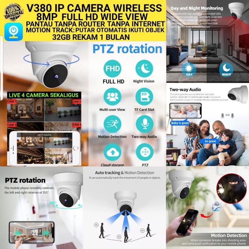 V380 PRO IP CAMERA DOME 8 MP