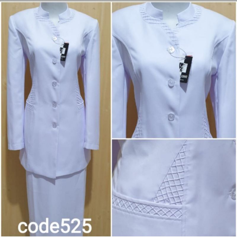 Blazer Wanita  Putih Set Celana Baju Seragam Dinas Wanita Putih Rok A Seragam ASN PDH  PNS Seragam Lolani Baju Lolani Seragam Perawat Putih Baju Perawat Putih Baju Bidan Putih Baju ASN Putih Baju kantor Putih