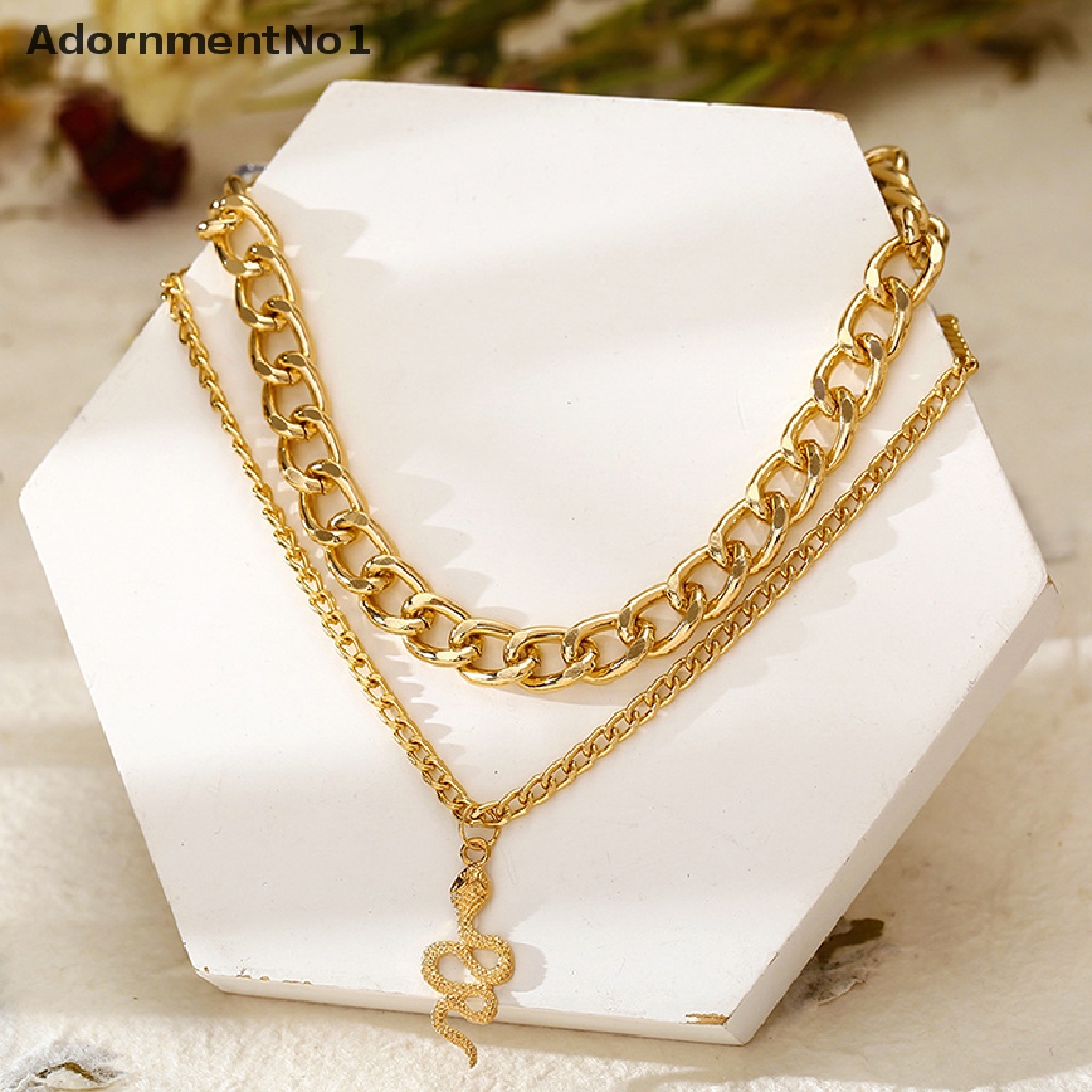 [AdornmentNo1] Punk Vintage Snake Pendant Necklace For Women Hip Hop Gold Color [new]