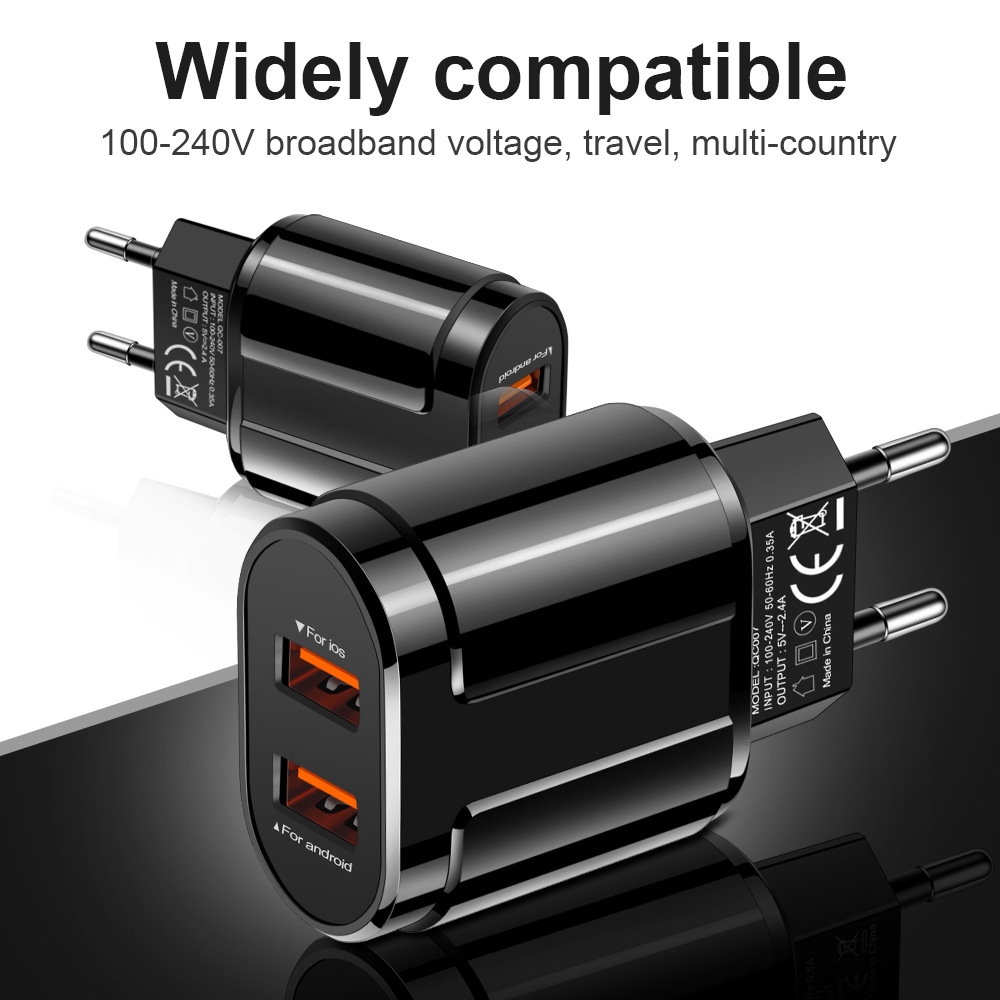 Fast Charger 2 Port QC3.0 EU US Plug Wall USB Adaptor 12V for Smart Phone Adapter Iphone