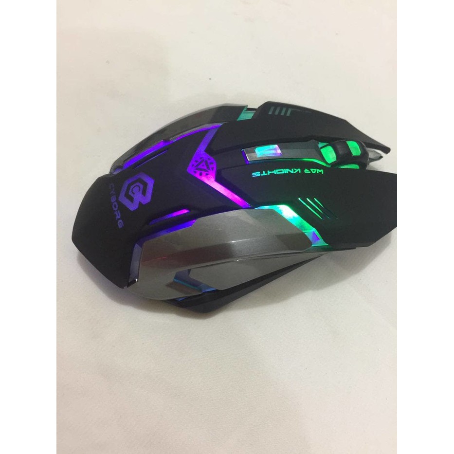 Mouse Gaming Wireless RECHARGEABLE MOUSE CYBORG C1 pakai cas charger