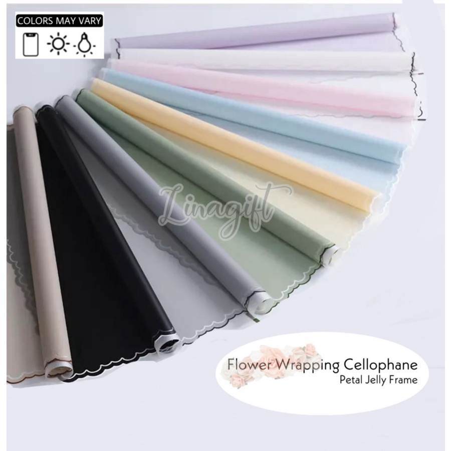 ( 5 Lembar ) PETAL JELLY FRAME - FLOWER WRAPPING PAPER TUNE SOLID COLOR LIST KOREAN CELLOPHANE - KERTAS BUNGA PLASTIK WARNA PEKAT LIST LUCU / KARANGAN BUKET BOUQUET / FLORIST