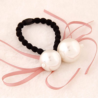 LRC Ikat Rambut Promise Pearl Decorated Bowknot Shape Design Alloy Hair Band Hair Hoop